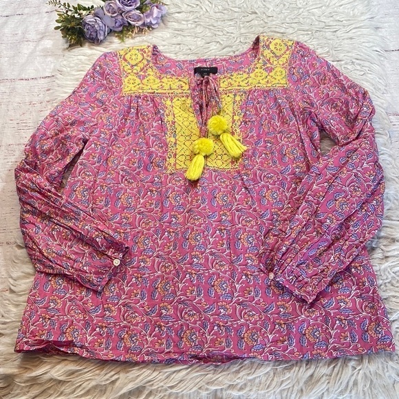 J. Crew Embroidered Cotton Voile Top in Block Print sz XS - Picture 2 of 12